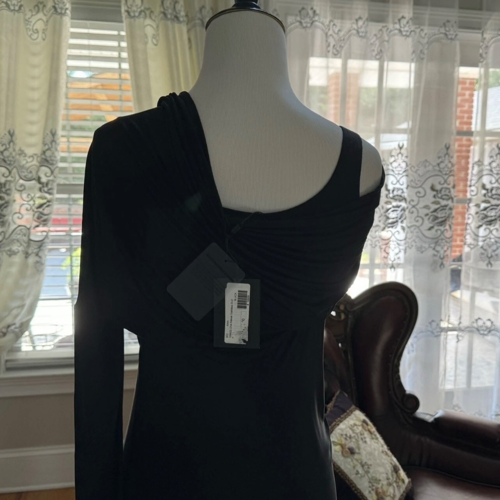 Alexander Wang Black Asymmetrical Draped Dress - Picture 8 of 16